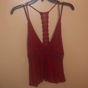 Deep cut blouse- open back!